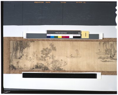 Vie des pêcheurs le long de la rivière, XVIIIe siècle (encre et couleur sur soie, rouleau à main) - Zhou Shanguan