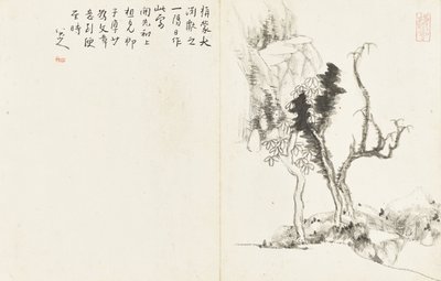 Paysages et fleurs, album de six feuilles - Zhu da Bada Shanren