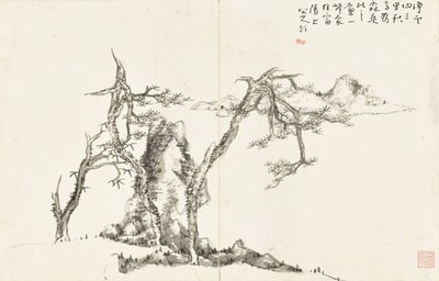 Paysages et Fleurs, album de six feuilles - Zhu da Bada Shanren