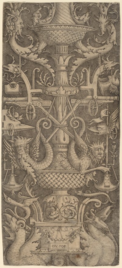 Panneau ornemental avec dragons, masques et instruments de guerre - Zoan Andrea