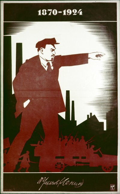 Affiche soviétique commémorant V. I. Lénine par A. Strakhov - Frederick (attr. to) Barnard