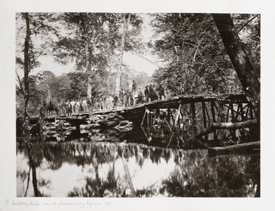 Un pont militaire sur le Chickahominy, Virginie, États-Unis, vers 1862 - Ferdinand Georg Waldmuller