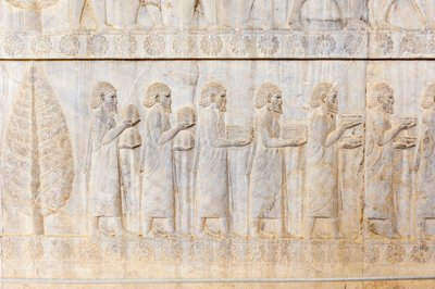 Relief ancien des Achéménides ; délégation des Ioniens ; Palais Apadana ; site archéologique ; ancienne ville perse Persépolis ; site du patrimoine mondial de l