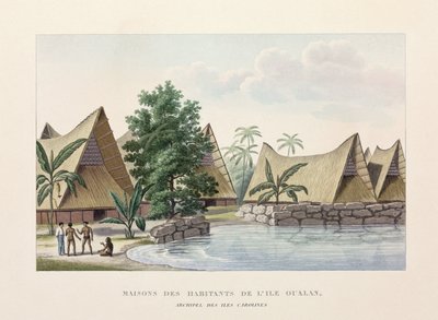 Architecture Maisons à Oualan, îles Carolines - Frederick (attr. to) Barnard