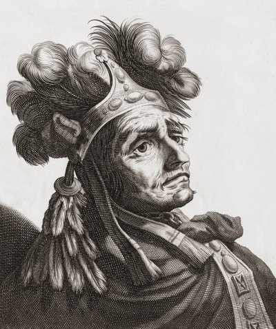 Atahualpa, dernier empereur des Incas. Portrait - . .