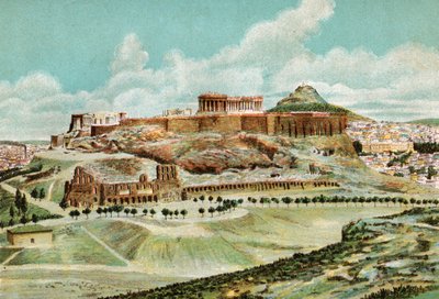 Athènes, vers 1920 (lithographie) - . .