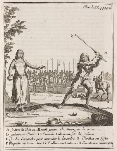 Indien chilien jouant à un type de hockey - Frederick (attr. to) Barnard