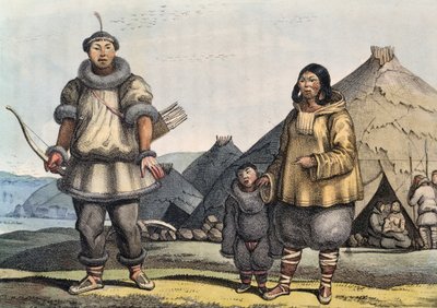 Famille tchouktche devant une hutte, détroit de Béring - Georg Carl Heinrich Dollmann