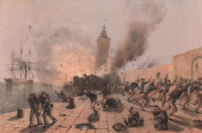 Explosion du baril de poudre de la lanterne, siège d