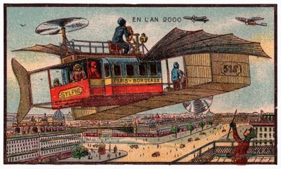 Bus volant à Paris, vers 1910 - . .