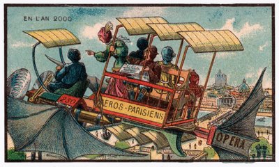 Bus volant à Paris, vers 1910 - . .