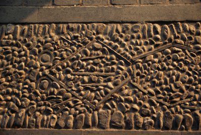 Grenouille, mosaïque au sol dans le palais d