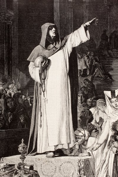 Girolamo Savonarola (1452 – 1498), frère dominicain italien prêchant contre l