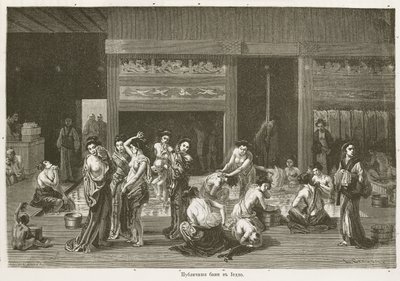 Hygiène Femmes se lavant dans des bains publics, Edo - John Pardon