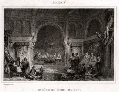 Intérieur en Algérie, vers 1840 (gravure) - . .