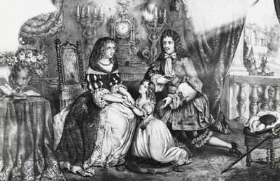 Le roi Louis XIV et sa fille suppliant la duchesse Louise de La Vallière de ne pas se retirer au couvent - Georg Carl Heinrich Dollmann
