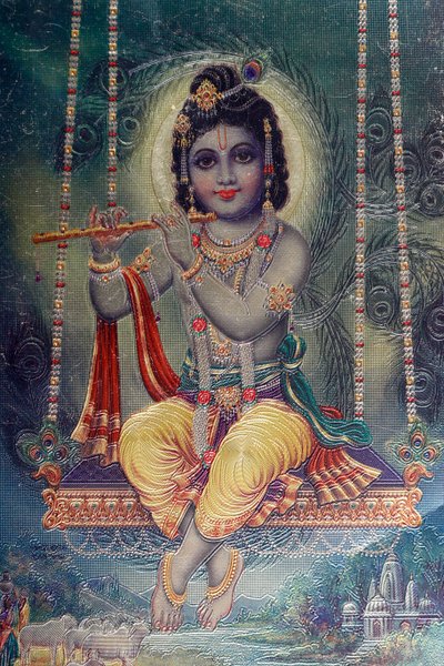 Seigneur Krishna avec flûte. Dieu hindou. - . .