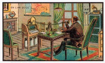 Enregistrement du courrier sur un gramophone, vers 1910 - . .