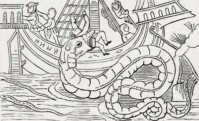 Homme dévoré par un serpent de mer - . .