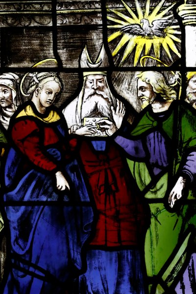 Vitrail. Mariage de la Vierge avec Joseph. 16ème siècle. Italie. - . .