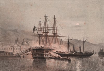 Navire napolitain Monarca attaqué par Tuckery, dans le port de Castellammare - William Walcutt