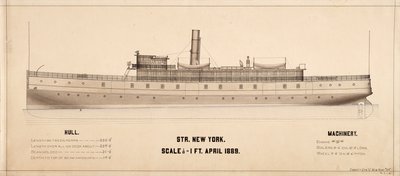 Plans du navire à vapeur New York (1889) - . .