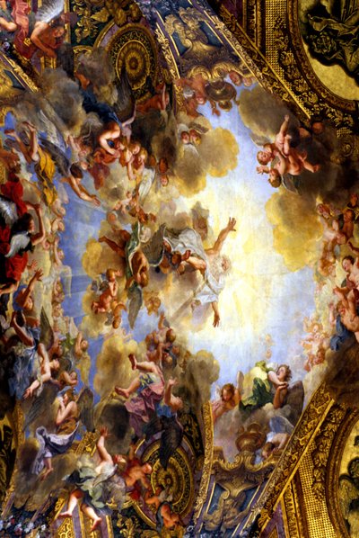 Peinture de la voûte de la chapelle royale, intitulée « Le père éternel dans sa gloire apportant la promesse de la rédemption au monde » - . .