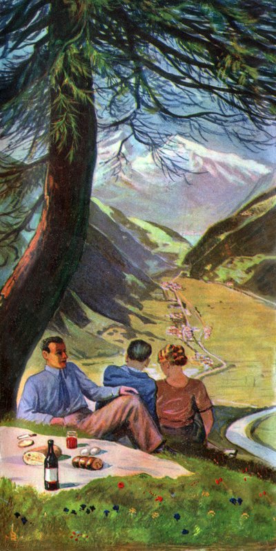 Pique-nique en Suisse, vers 1930-1940 - . .