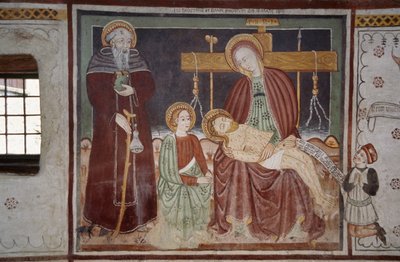 Pietà avec Saint Bernard et client, fresque (15ème siècle), Maison de l
