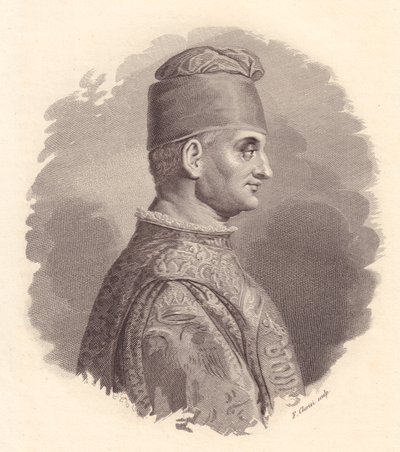 Portrait du duc de Milan, Filippo Maria Visconti (1392-1447), gravure sur cuivre de F Clerici d