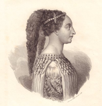 Portrait de la noble italienne Isotta degli Atti (circa 1432-1474), gravure sur cuivre par Caterina Piotti-Pirola - William Walcutt
