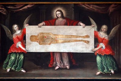 Église Saint Pierre. Le Suaire de Turin. Peinture. Beaume Les Messieurs. France. - . .