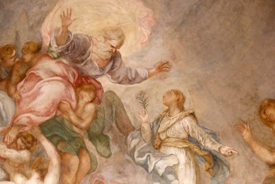 Basilique Santa Maria delle Vigne. Dieu le Père. Fresque. Gênes. Italie. - . .