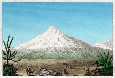 Le volcan Chimborazo depuis le plateau de Tapia, Équateur. vers 1840 - . .