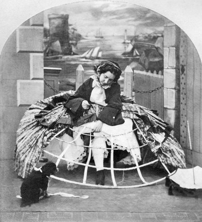 Royaume-Uni : Stéréoscope intitulé Avantages de la crinoline, vers 1860 - Ferdinand Georg Waldmuller