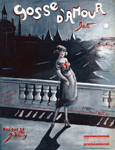 Femme sur le Pont au Change à Paris, derrière elle la Seine et la Conciergerie, 1921 (illustration) - . .