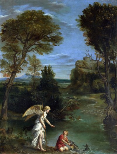 Paysage avec Tobias saisissant le poisson - Domenichino