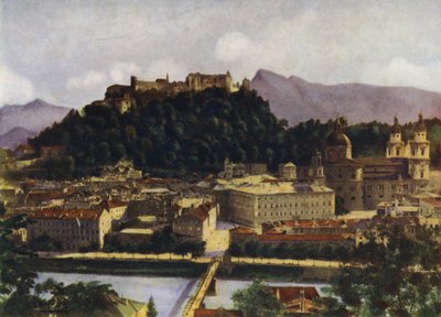 Vue de Salzbourg et du Hohen-Salzburg, Autriche - after A. Langfier