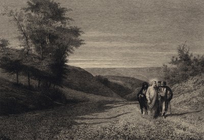 Jésus et ses disciples sur la route de Césarée - after Albert Robida