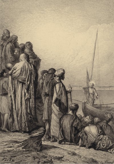 Jésus enseigne dans un bateau - after Albert Robida