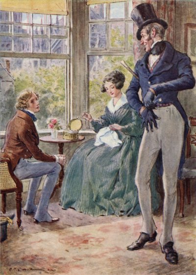Pen parlant à Emily dans le salon du capitaine - after Charles Edmund Brock
