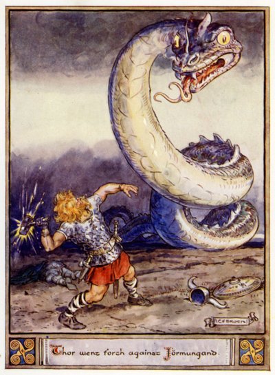 Thor partit contre Jormungand - after Charles Edmund Brock