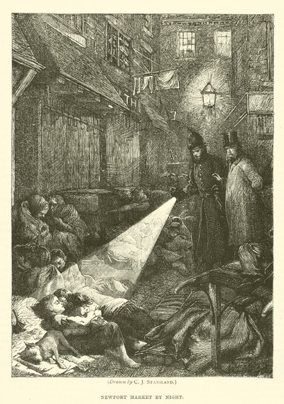 Marché de Newport de nuit - after Charles J. Staniland