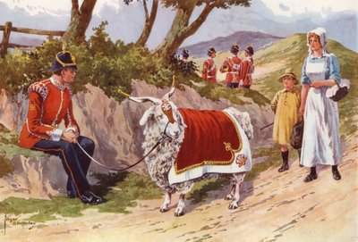 Billy, la chèvre de compagnie du Welsh Regiment - after Edgar Alfred Holloway