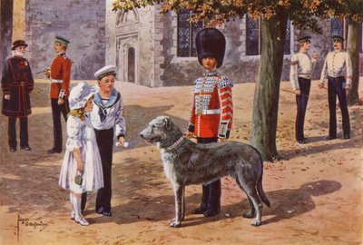 Le loup irlandais de compagnie des Irish Guards à la Tour de Londres - after Edgar Alfred Holloway
