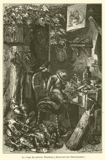 Le singe du savetier Blondeau, Bonaventure Desperriers - after Emile Antoine Bayard