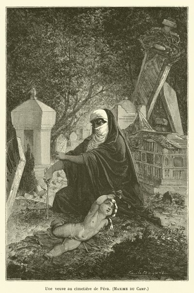 Une veuve au cimetière de Péra, Maxime du Camp - after Emile Antoine Bayard