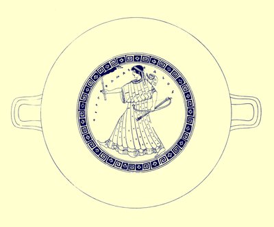 Artémis avec arc, flèche et torche, illustration des Peintures de vases grecs par J. E. Harrison et D. S. MacColl, publié en 1894 - after English School