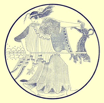 Ménade, illustration des Peintures de vases grecs par J. E. Harrison et D. S. MacColl, publié en 1894 - after English School