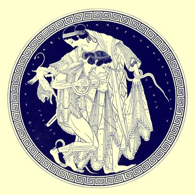 Pélée et Thétis, illustration des Peintures de vases grecs par J. E. Harrison et D. S. MacColl, publié en 1894 - after English School
